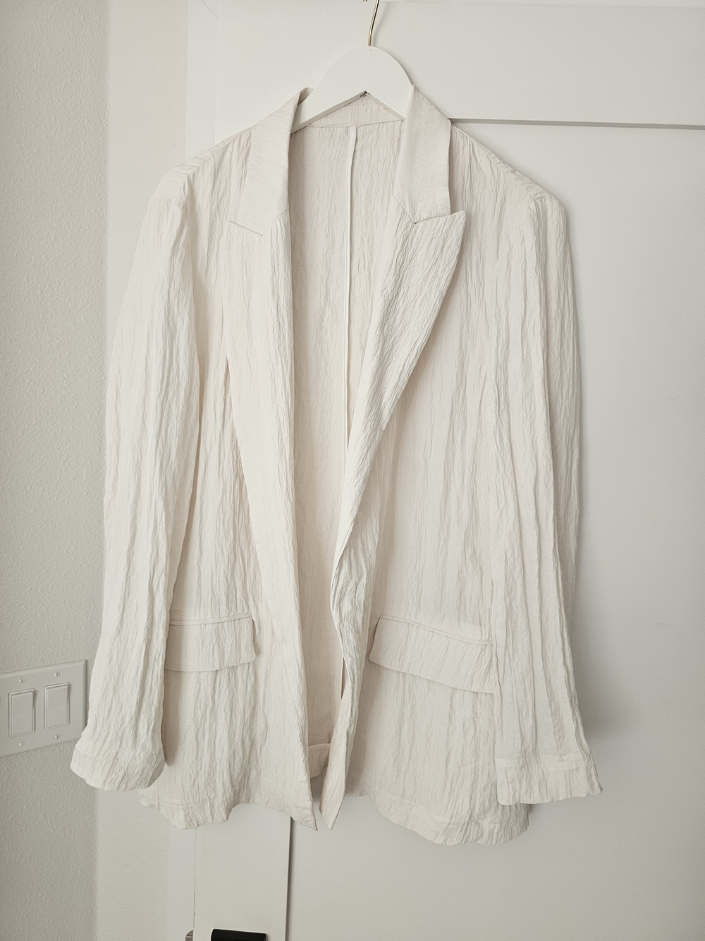 Zara Off-White Textured Blazer